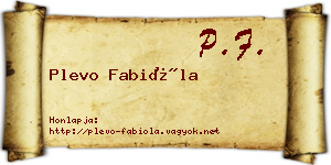 Plevo Fabióla névjegykártya