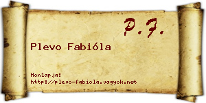 Plevo Fabióla névjegykártya